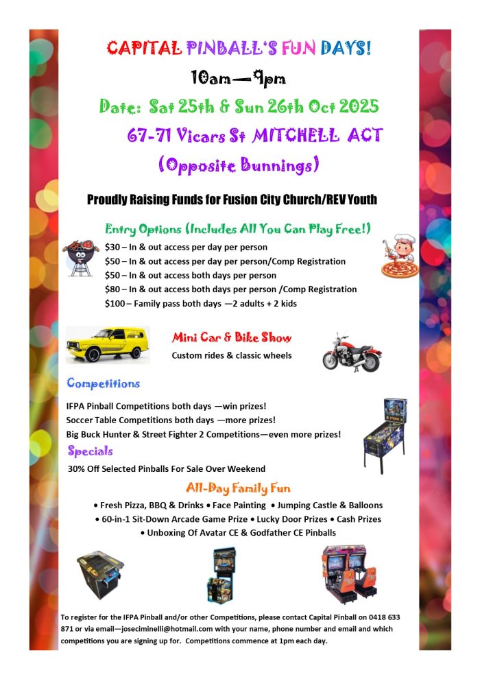 Capital Pinball's Fun Days - Arcade, Cars & Family Fun