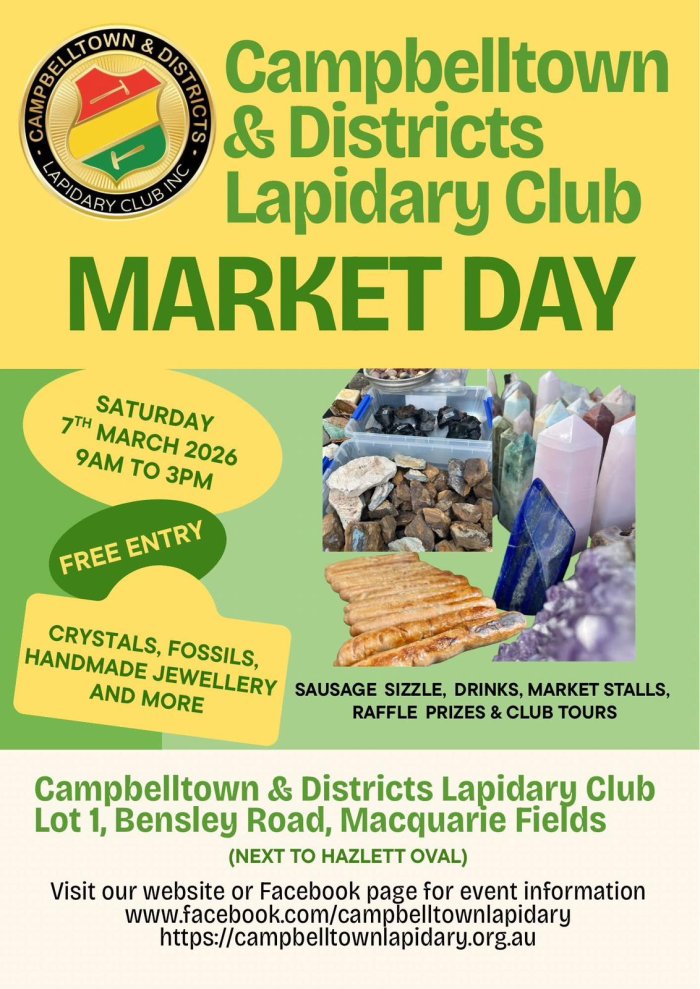 Campbelltown & Districts Lapidary Club - Crystal, Jewellery and Lapidary Market Day
