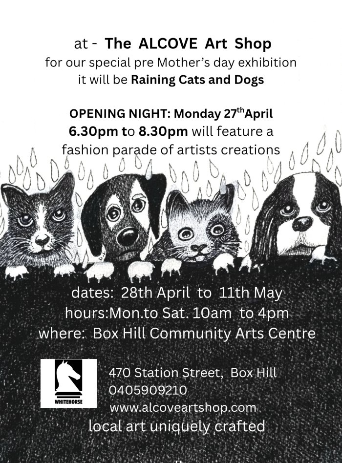 Alcove Art Shop: Raining Cats and Dogs