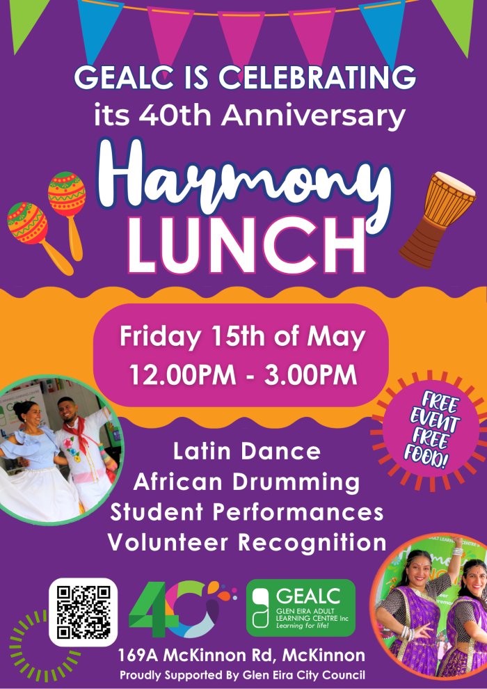 Glen Eira Adult Learning Centre: Harmony Lunch